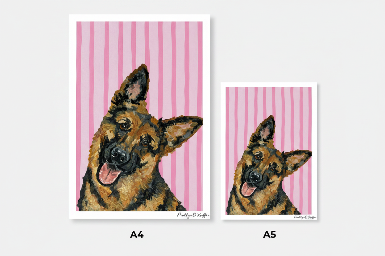 German Shepherd on Sea Pink Print