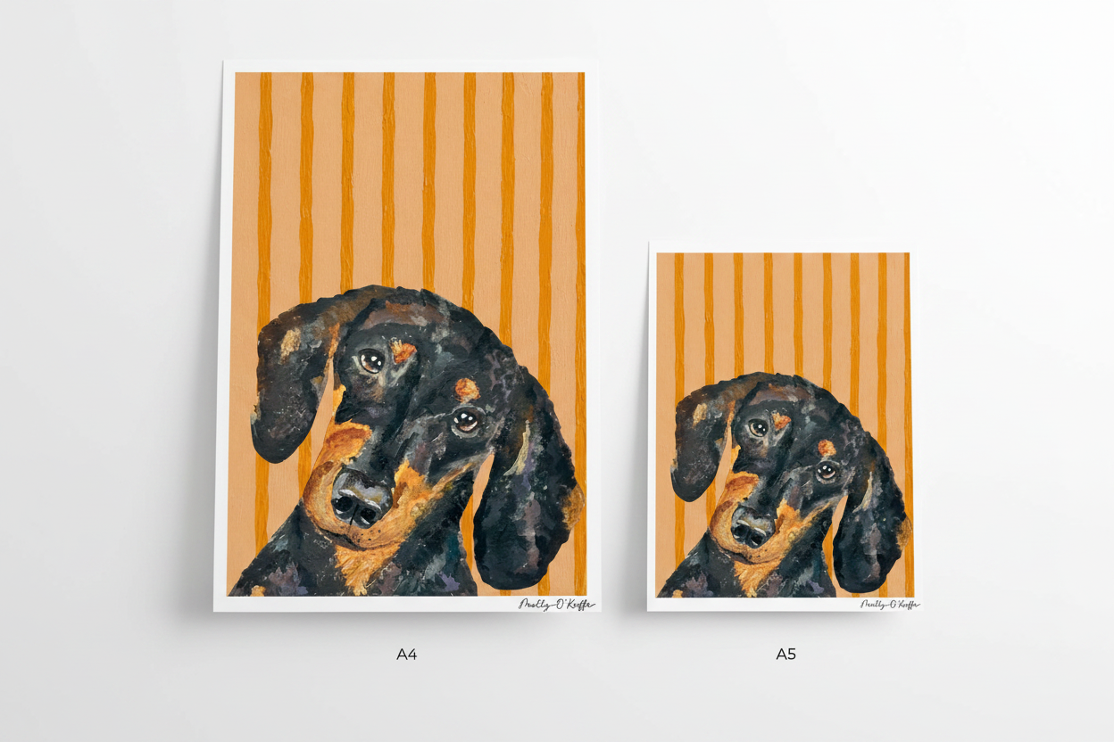 Short-Haired Dachshund on Summit Sunset Print
