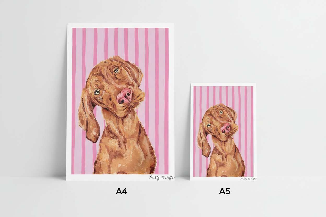 Vizsla on Sea Pink Print