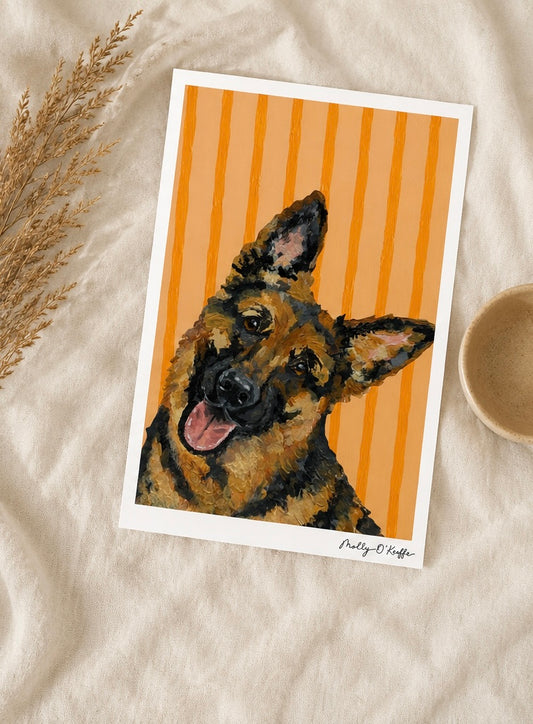 German Shepherd on Summit Sunset Print