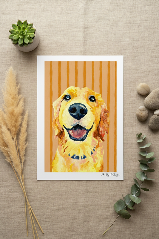 Golden Retriever on Summit Sunset Print