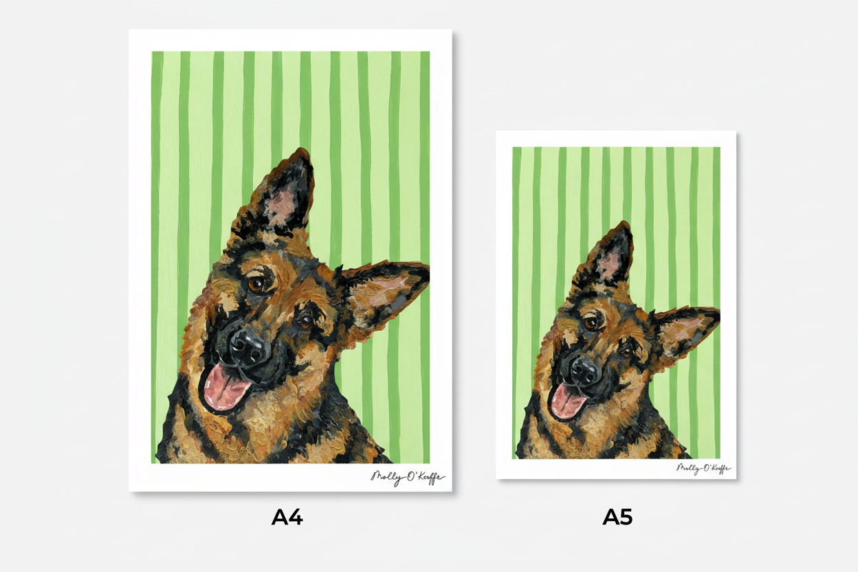 German Shepherd on Leaving Only Green Trace Print