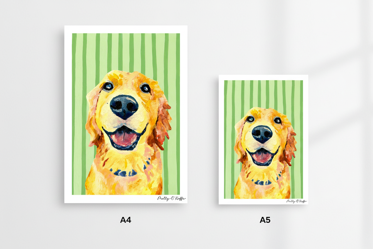 Golden Retriever on Leaving Only Green Trace Print