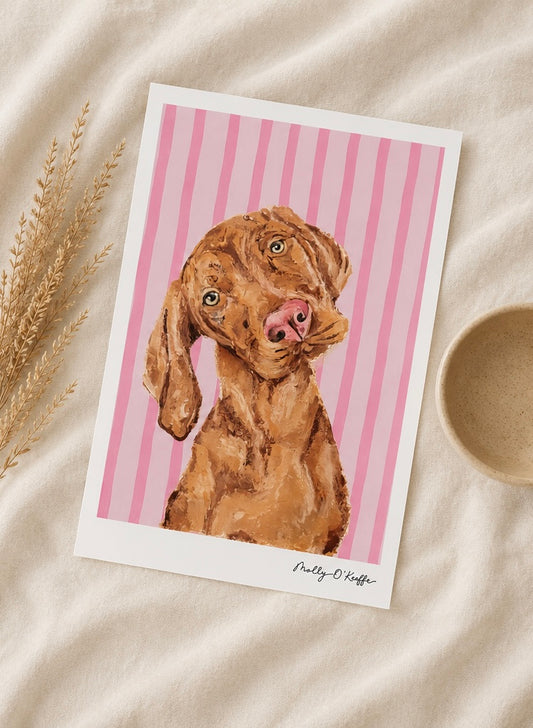 Vizsla on Sea Pink Print