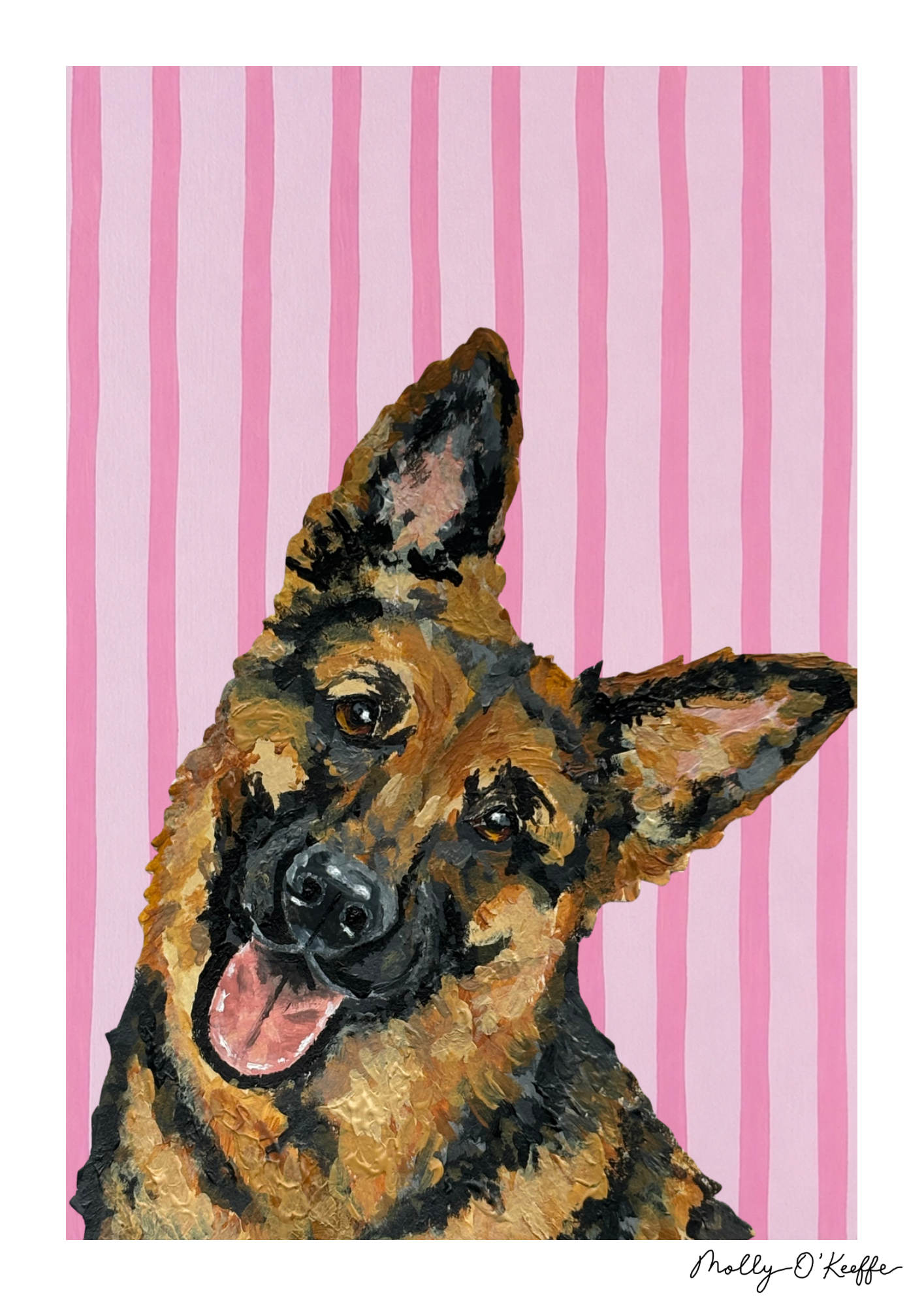 German Shepherd on Sea Pink Print
