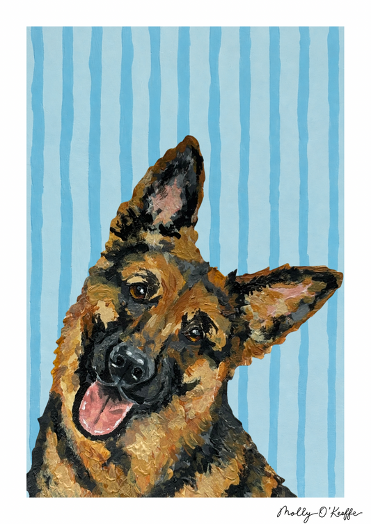 German Shepherd on Soča Blue Print