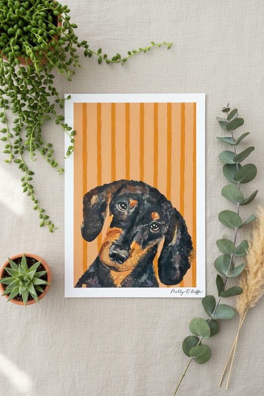 Short-Haired Dachshund on Summit Sunset Print