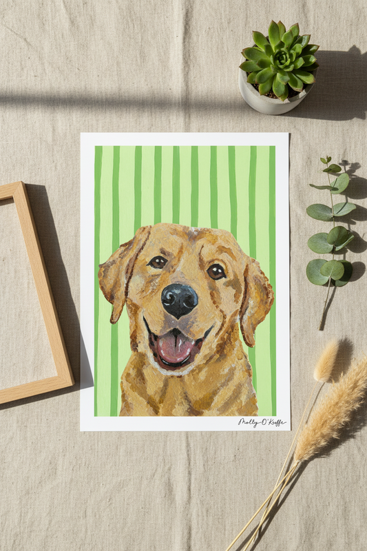 Yellow Labrador on Leaving Only Green Trace Print