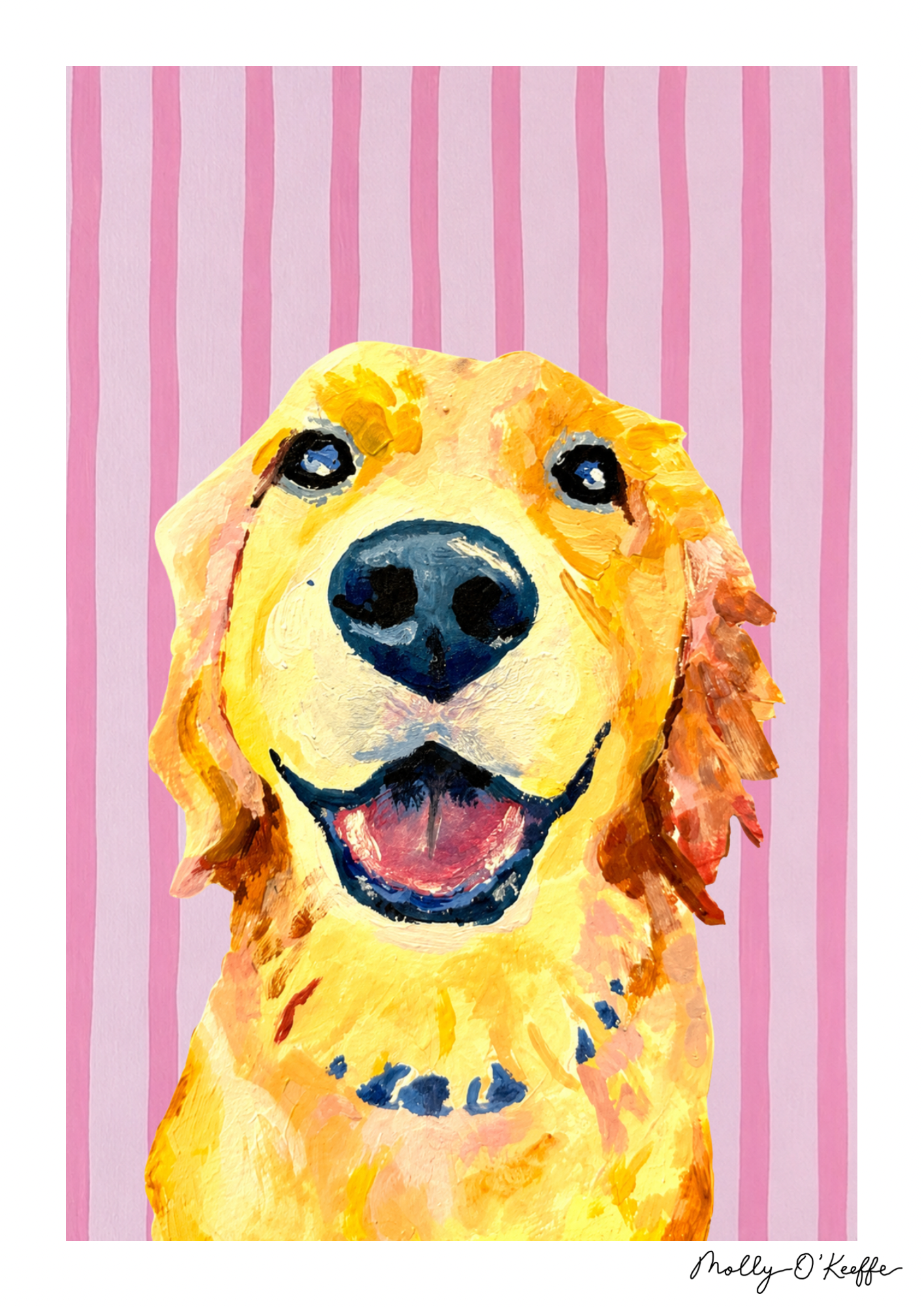 Golden Retriever on Sea Pink Print