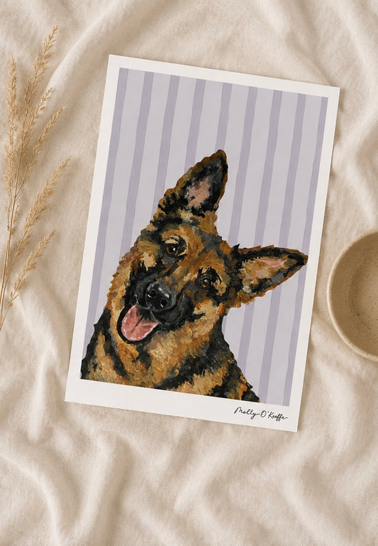 German Shepherd on Burren Grey Print