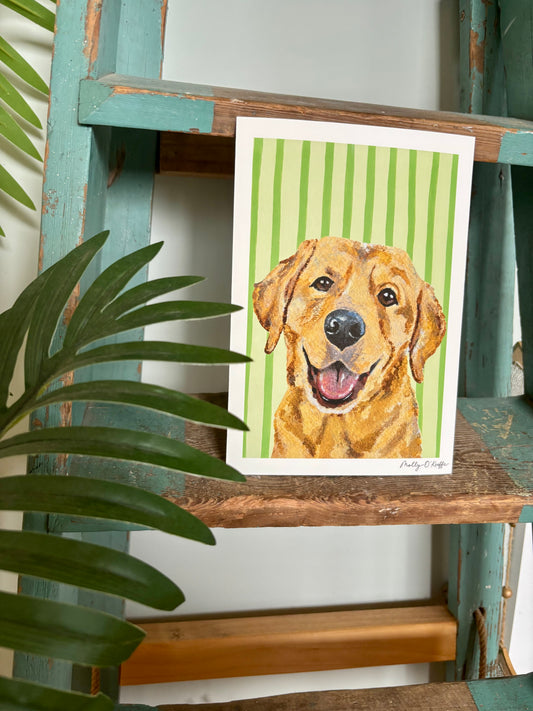 Yellow Labrador on Leaving Only Green Trace Print