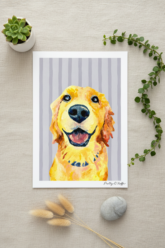 Golden Retriever on Burren Grey Print