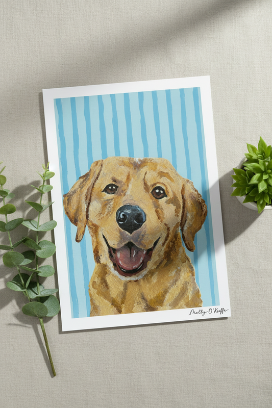 Yellow Labrador on Soča Blue Print