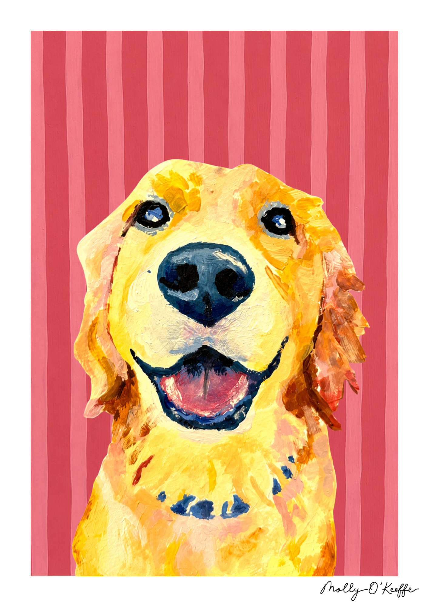 Golden Retriever on Raspberry Print