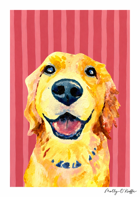 Golden Retriever on Raspberry Print