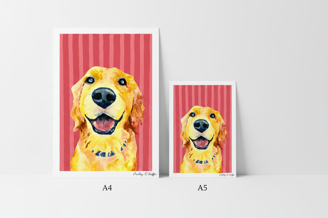 Golden Retriever on Raspberry Print