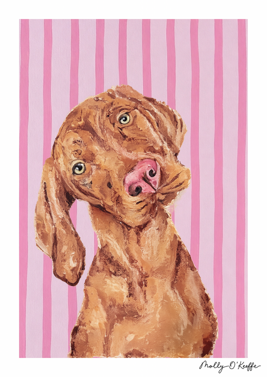Vizsla on Sea Pink Print