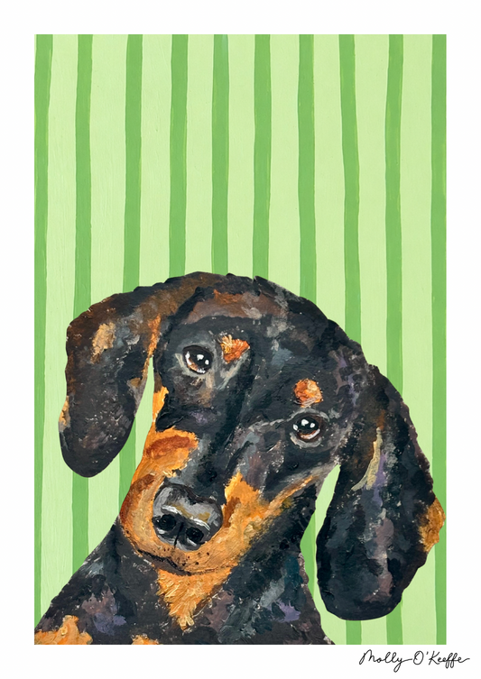 Short-Haired Dachshund on Leaving Only Green Trace Print