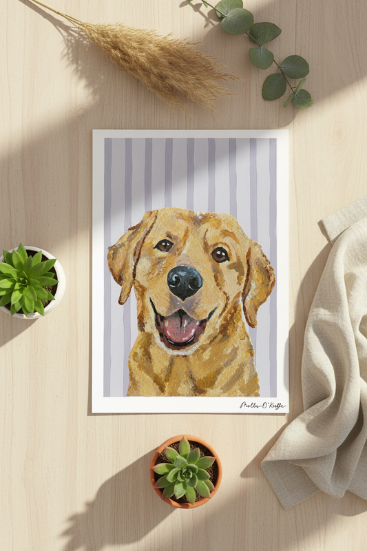 Yellow Labrador on Burren Grey Print