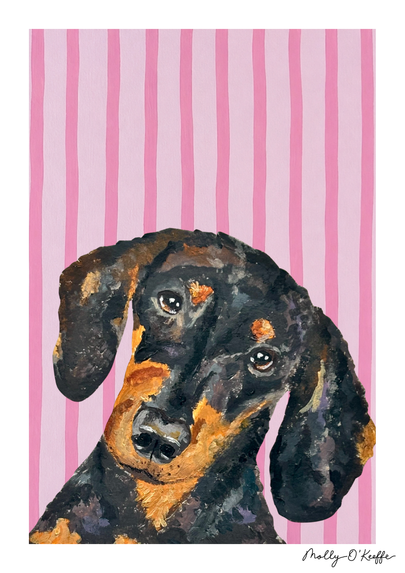 Short-Haired Dachshund on Sea Pink Print