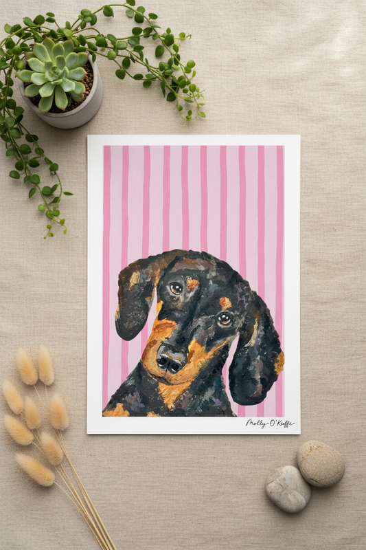 Short-Haired Dachshund on Sea Pink Print