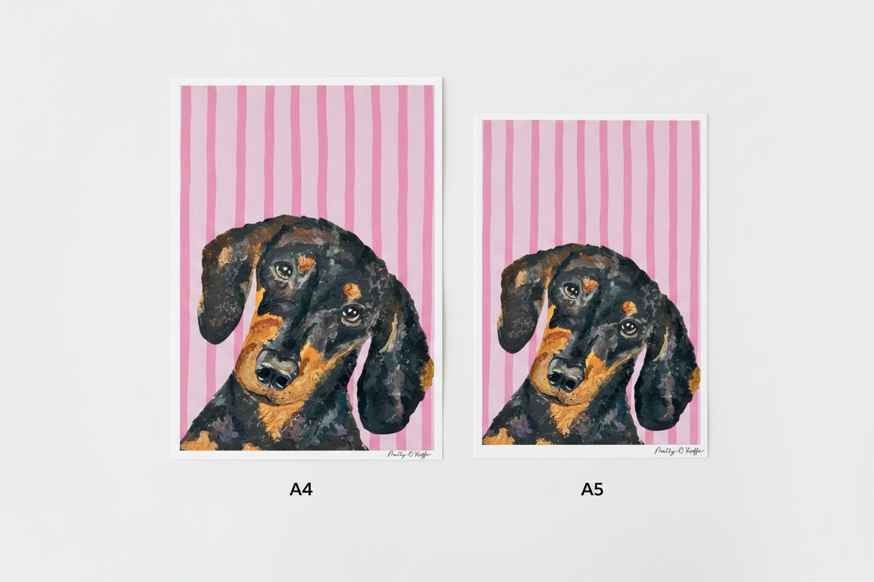 Short-Haired Dachshund on Sea Pink Print