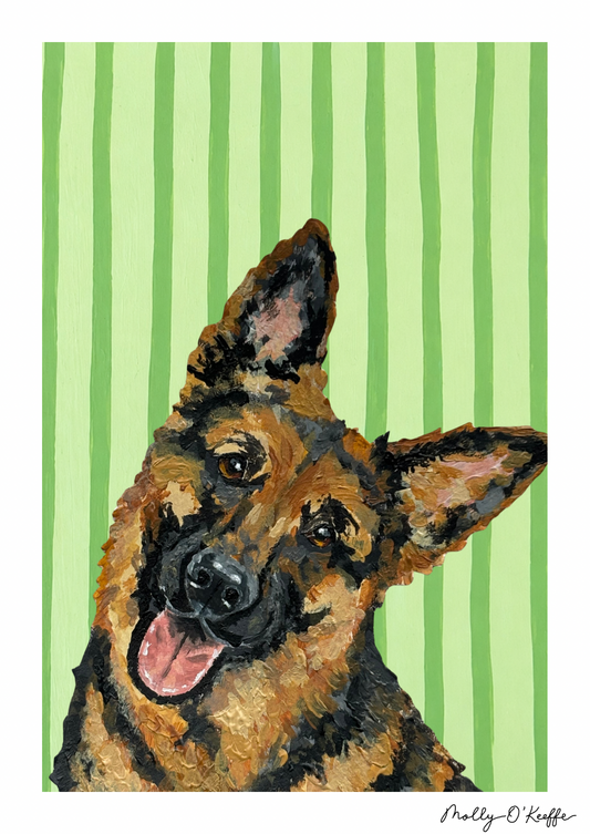 German Shepherd on Leaving Only Green Trace Print