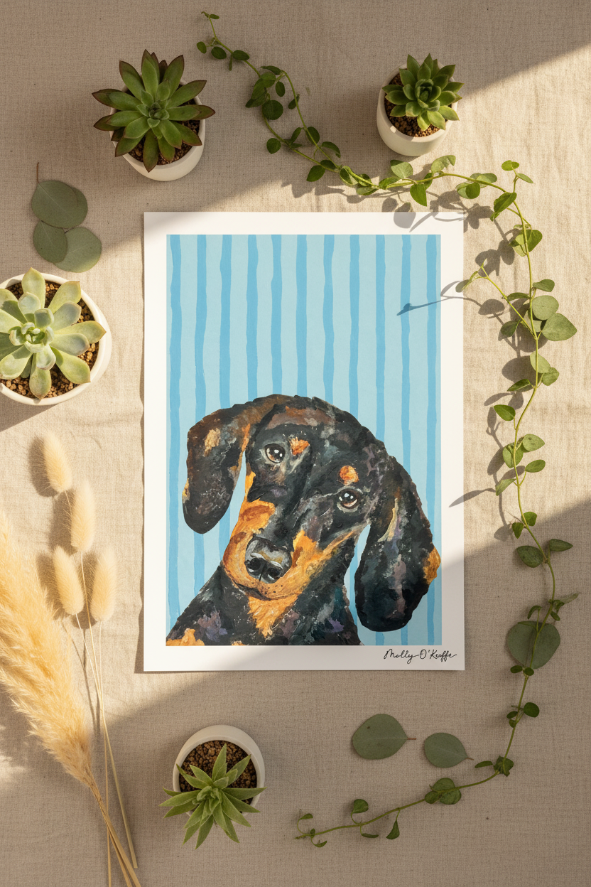 Short-Haired Dachshund on Soča Blue Print