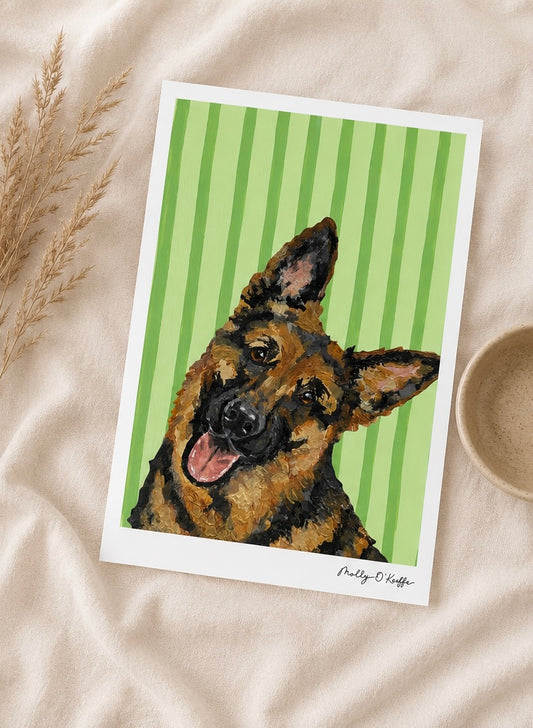 German Shepherd on Leaving Only Green Trace Print